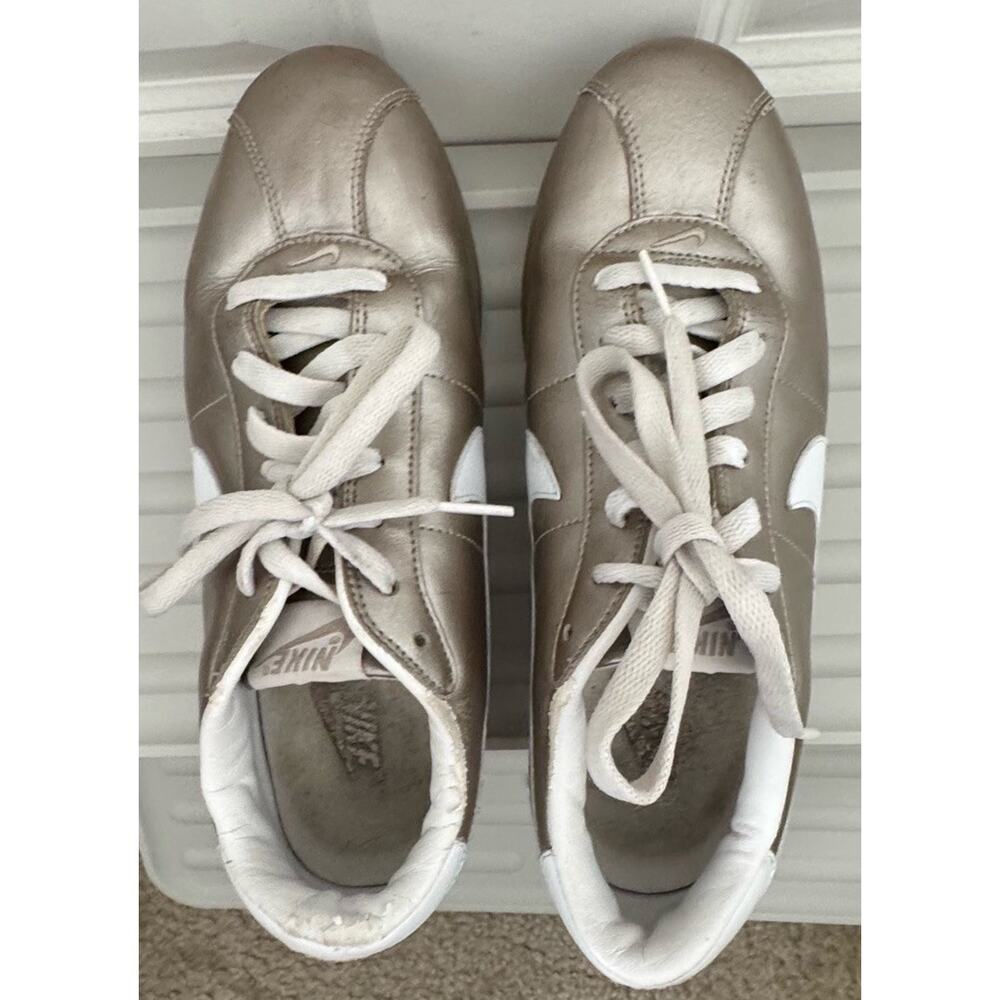 Vintage Nike Cortez Metallic Champagne Gold Leather Sneakers Y2K Women’s 8 - Picture 5 of 16